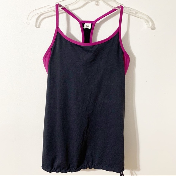 Fabletics Norwalk Built-In Bra Athletic Racerback Workout Top Strappy Tie at Hem - Picture 3 of 12